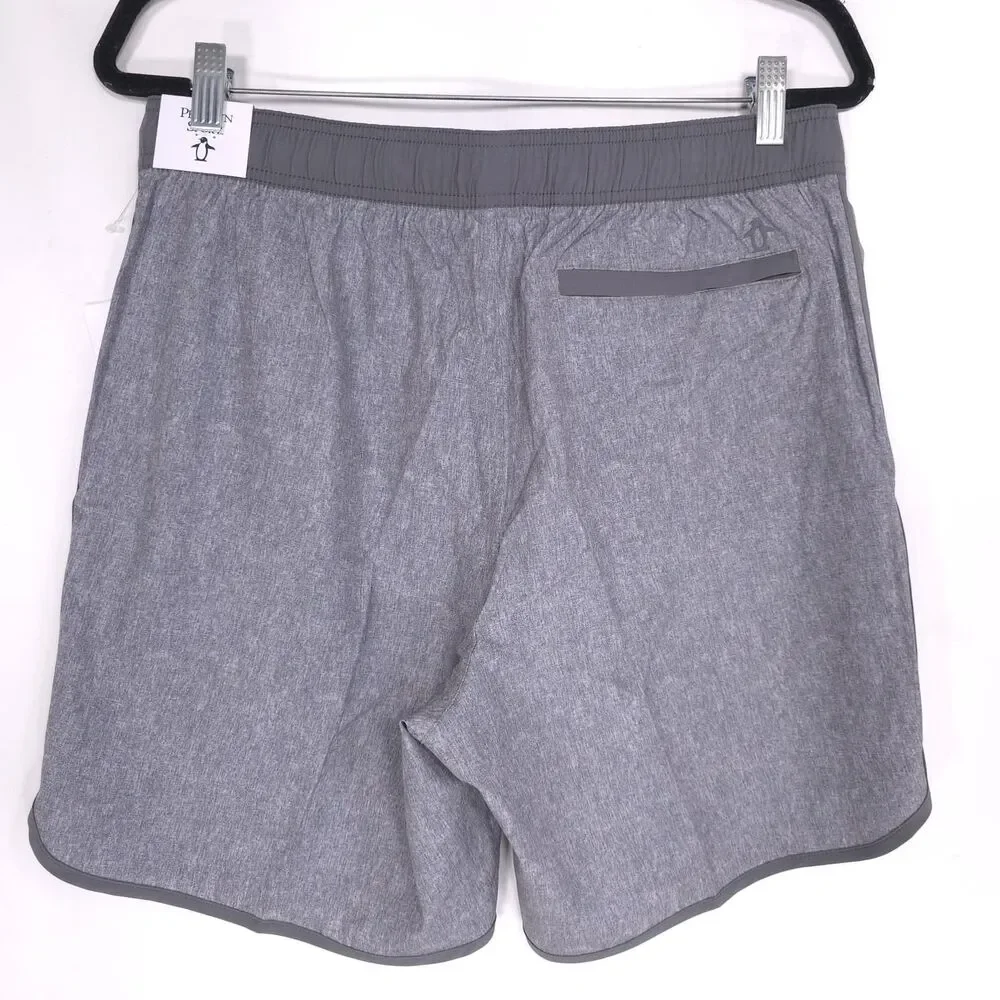 PENGUIN SPORT Mens New Short Quiet Gray Heather MEDIUM Drawstring OGBSE0G3
